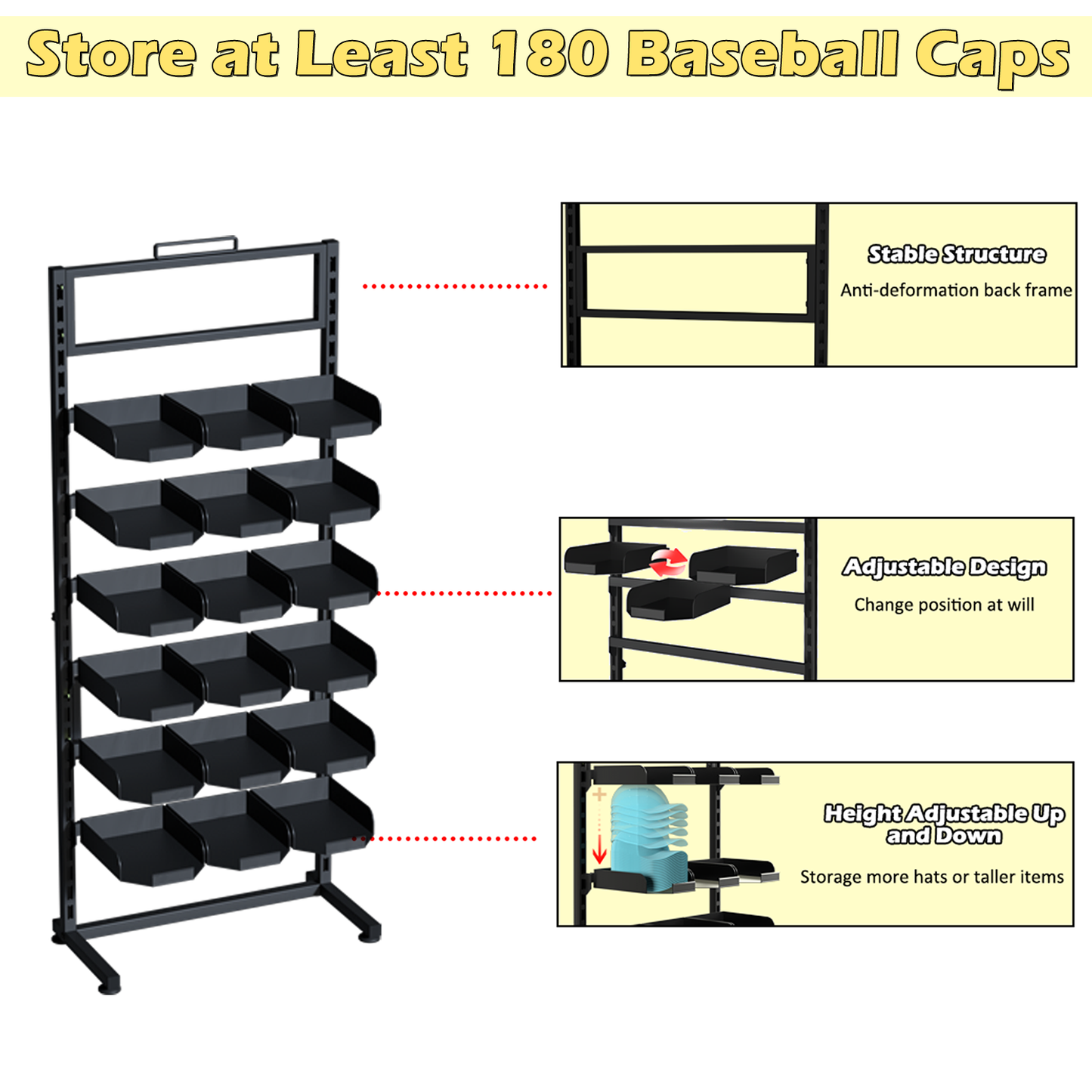 Mobile Boutique Hat Display Tower 180 Cap Capacity