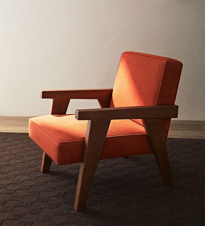 Blasco upholstered walnut armchair