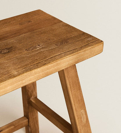 Handmade stool in elm wood