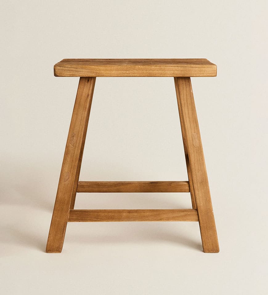Handmade stool in elm wood