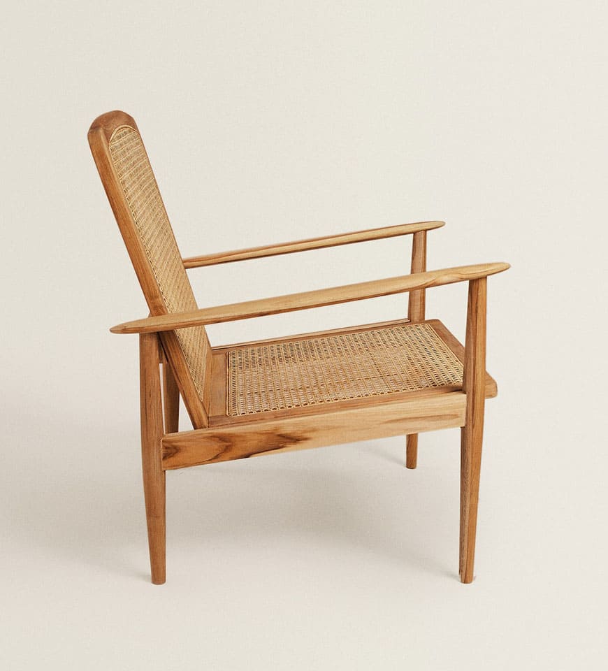 Lyon teak and rattan armchair