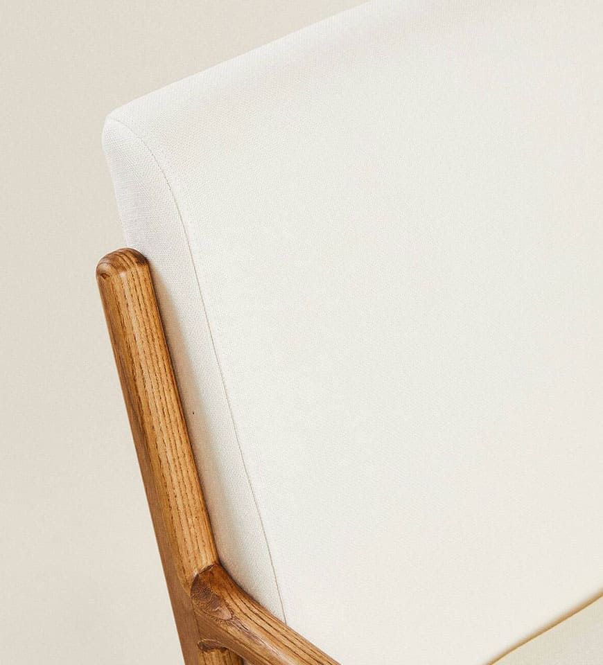 Ash wood and linen armchair
