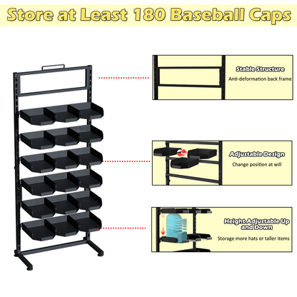Mobile Boutique Hat Display Tower 180 Cap Capacity