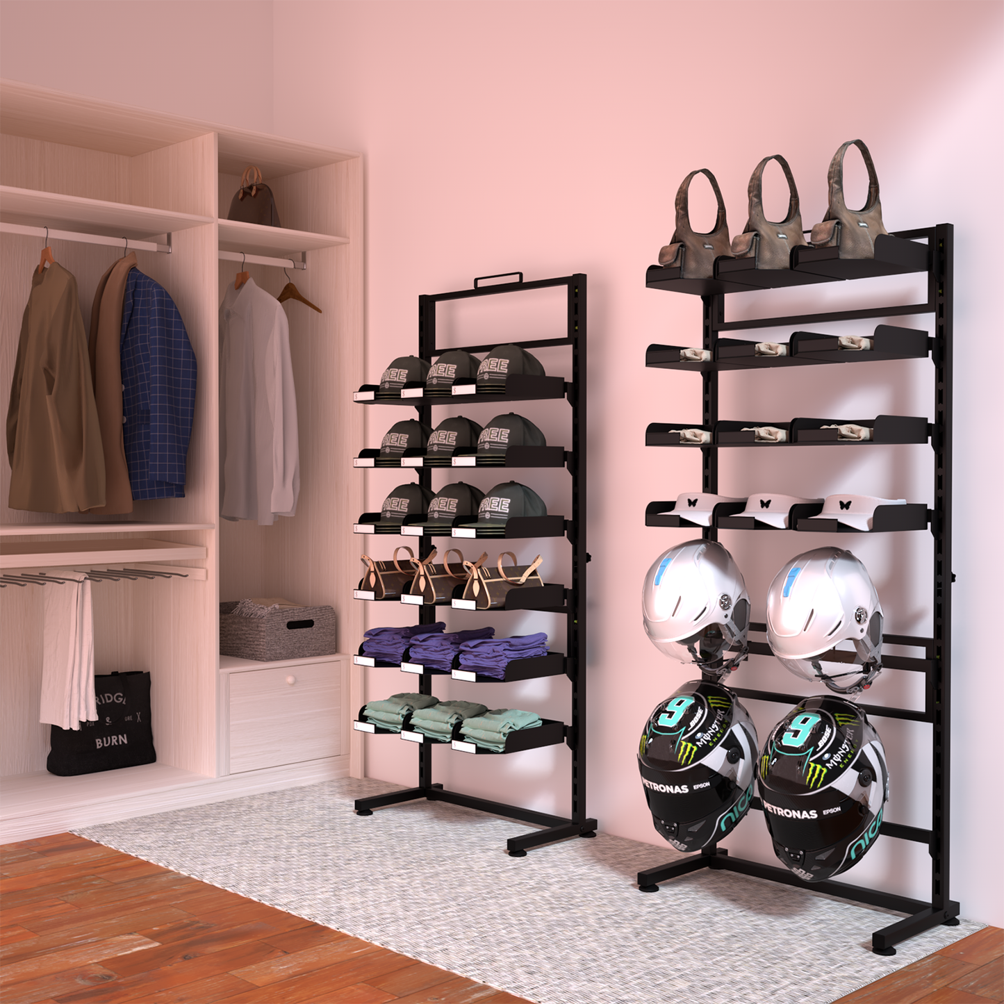 Mobile Boutique Hat Display Tower 180 Cap Capacity