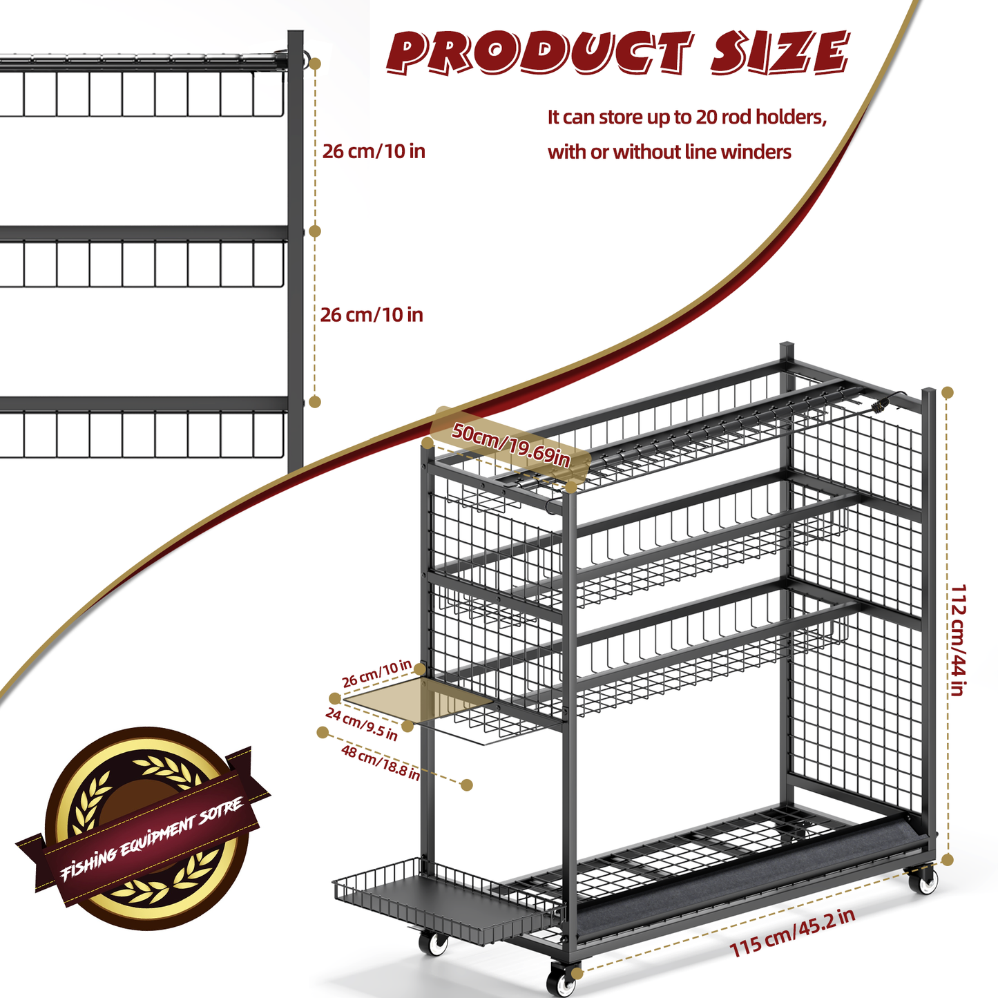 Commercial Grade Mobile Fishing Pole and Tackle Center