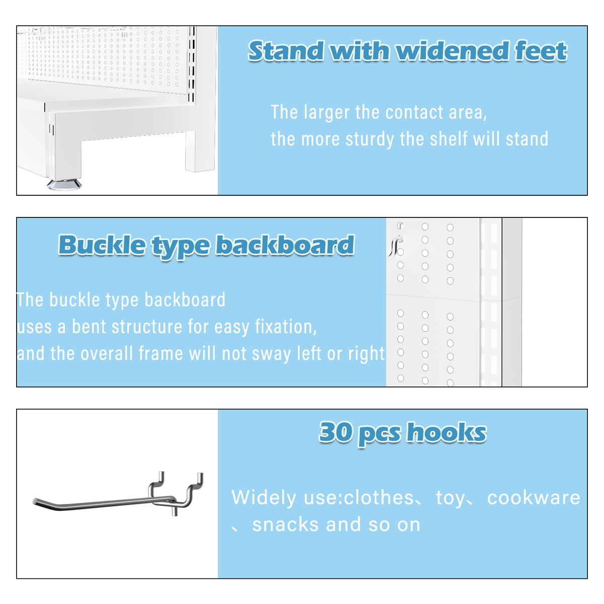 85" Commercial Metal Pegboard Display Stand with 30 Hooks