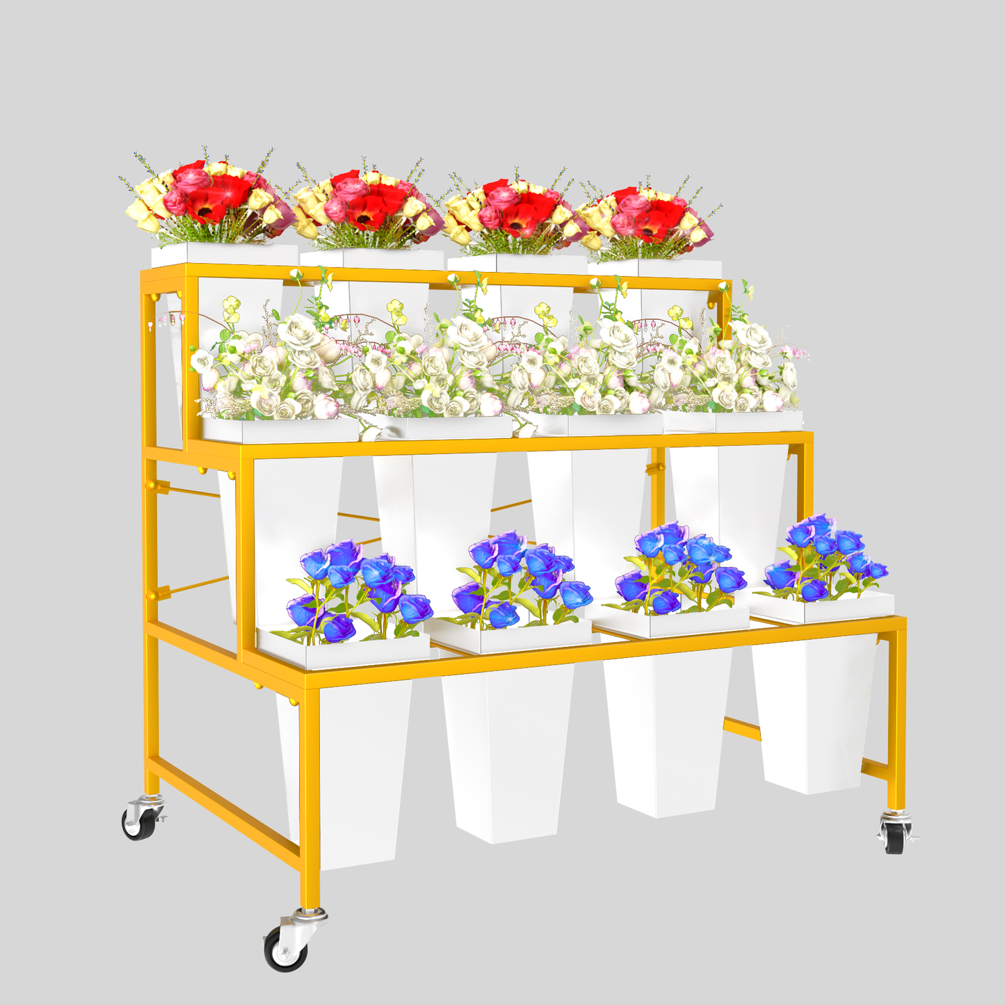 鲜花架白色桶