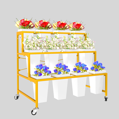 鲜花架白色桶