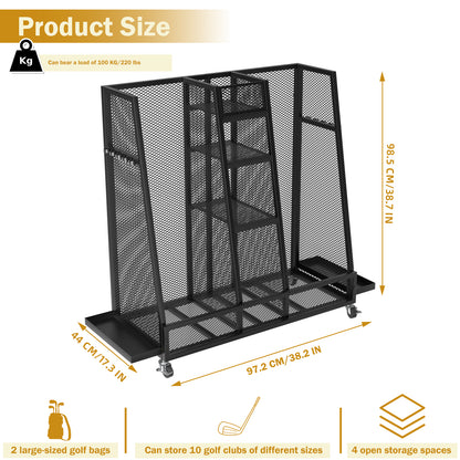 Premium Industrial Mesh Golf Bag Rack and Storage Center