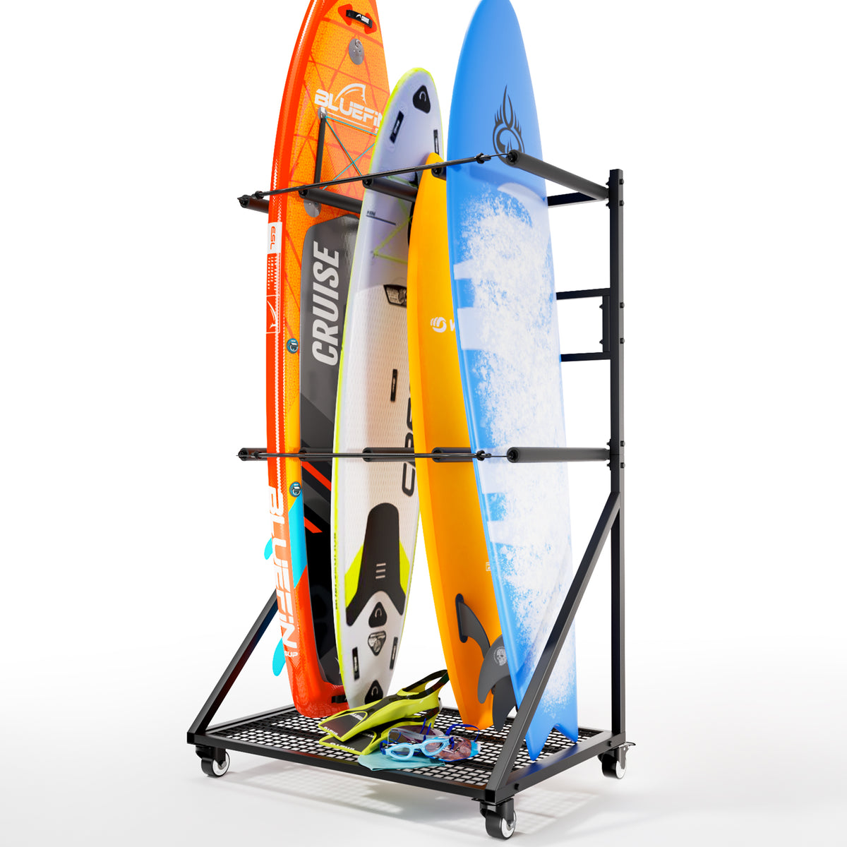 Heavy Duty Mobile SUP and Surfboard Rack 4 Capacity