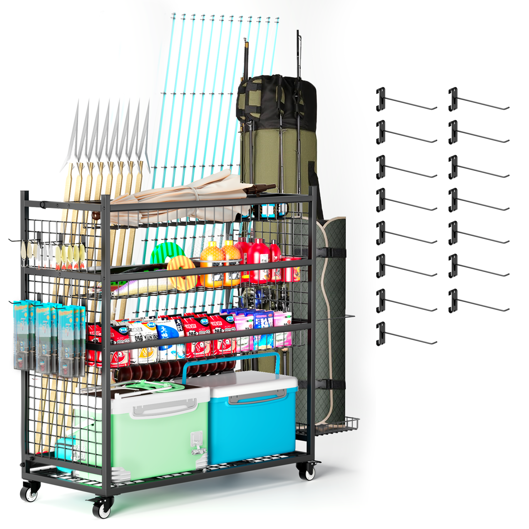 Commercial Grade Mobile Fishing Pole and Tackle Center