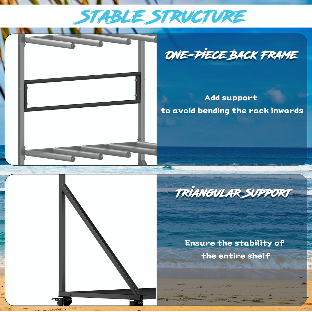 Heavy Duty Mobile SUP and Surfboard Rack 4 Capacity