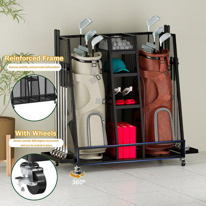 Premium Industrial Mesh Golf Bag Rack and Storage Center