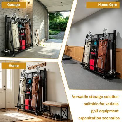 Premium Industrial Mesh Golf Bag Rack and Storage Center