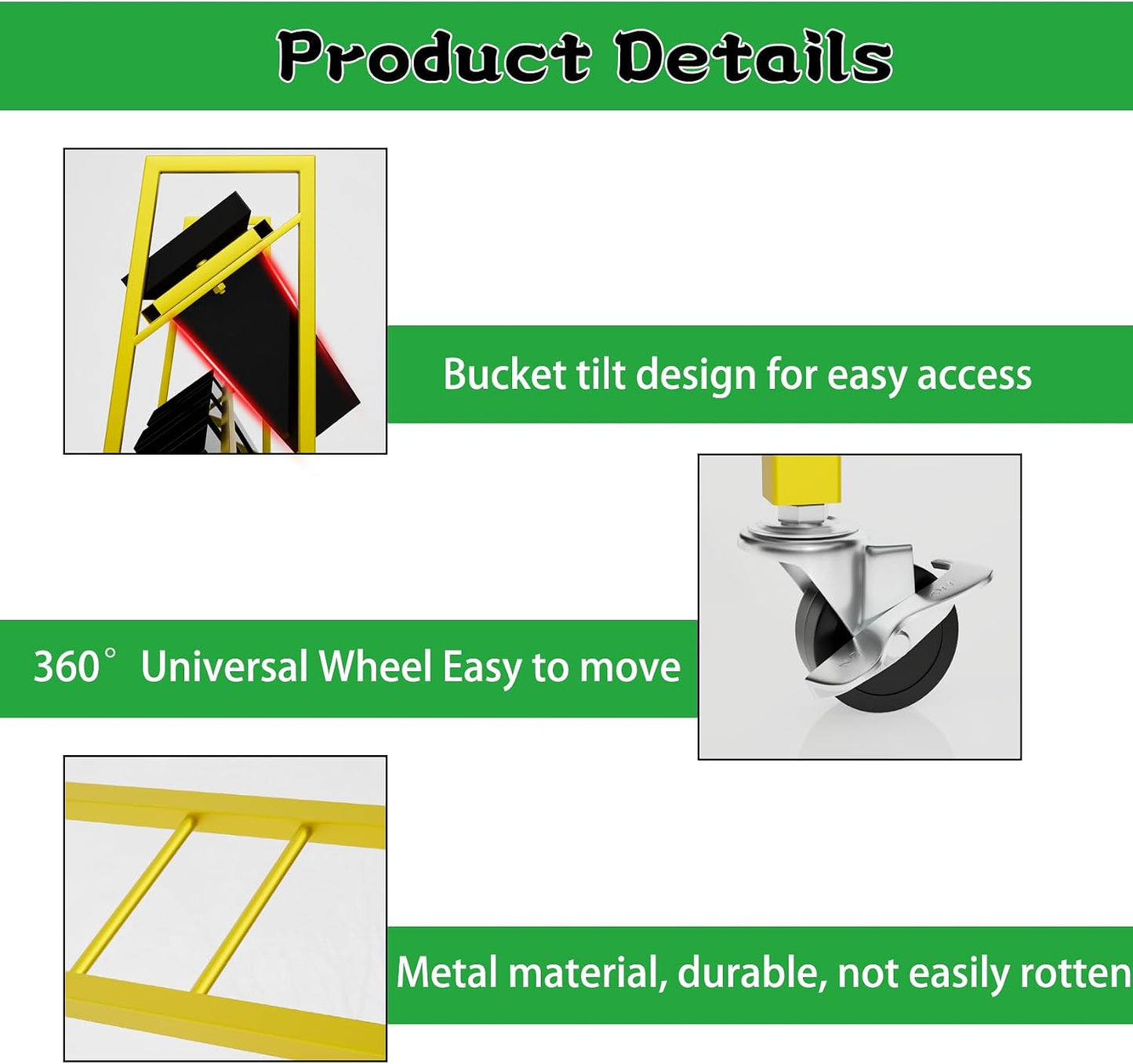 Heavy-Duty 4-Tier Metal Flower Display Stand with 16 Buckets
