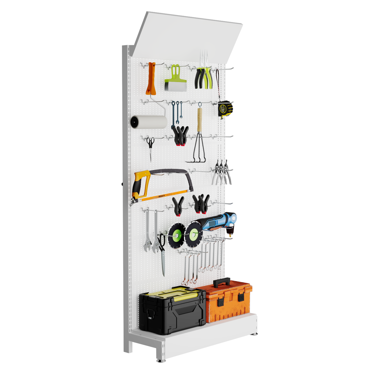 85" Commercial Metal Pegboard Display Stand with 30 Hooks