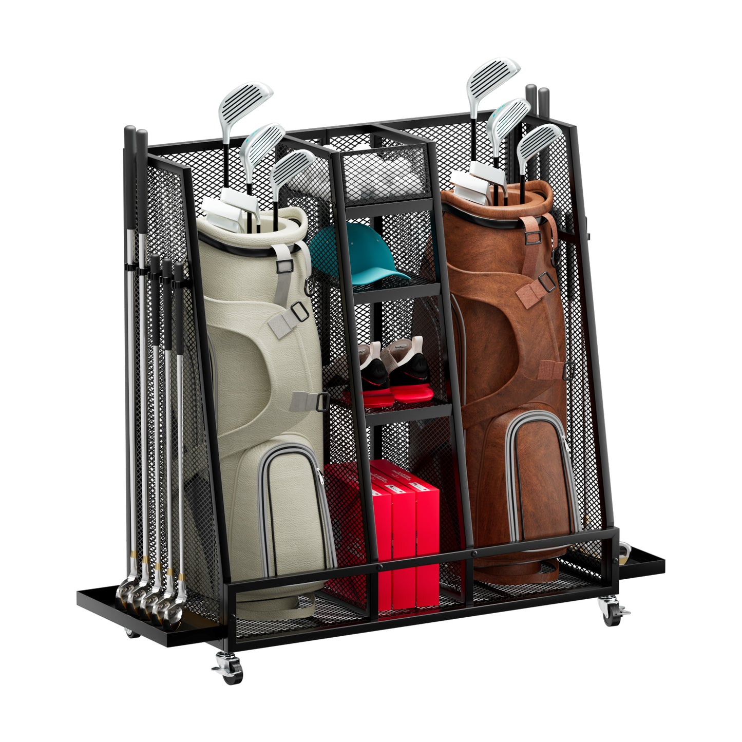 Premium Industrial Mesh Golf Bag Rack and Storage Center